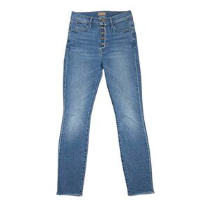 Mother The Fly Cut Stunner Ankle Fray Jean 24 Final Frontier Blue Button Fly